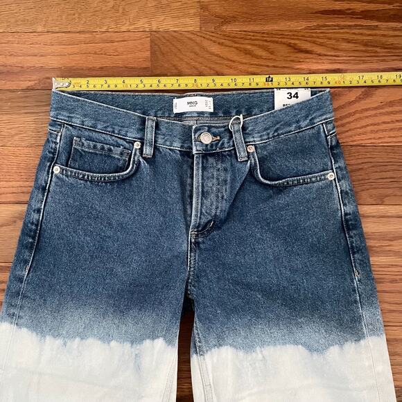 MNG Denim Bermuda Shorts Womens Size 2 Medium Blue Bleached 100% Cotton Casual - Picture 8 of 11